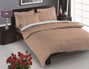Двоспальний Євро комплект TAC Prestige Cappucino Сатин-Delux 60243871 фото
